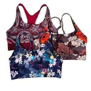 Lorna Jane womens floral bundle sport bras sz XXS athletic outdoors hiking retro